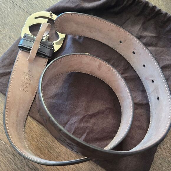 Gucci Guccissima Interlocking G Brown Belt size 30 32